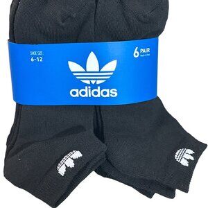 Adidas Mens 6-Pack Black Crew Socks Size 6-12 Moisture-Wicking Cotton Blend